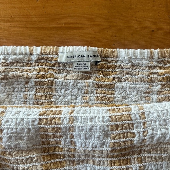 American Eagle Outfitters Gingham Halter Top Summer Smocked Women L - Picture 7 of 7